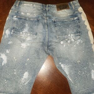 Men's Grindhouse Relaxed Fit Distressed Denim Shorts - Light Blue Size 38